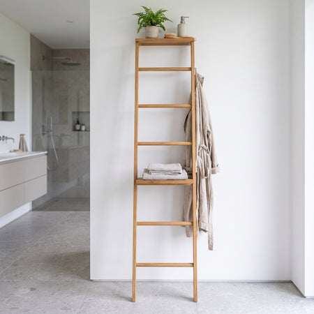 Kleiderleiter SET aus Massivholz Eiche für Bad, Schlafzimmer oder Flur von cannas