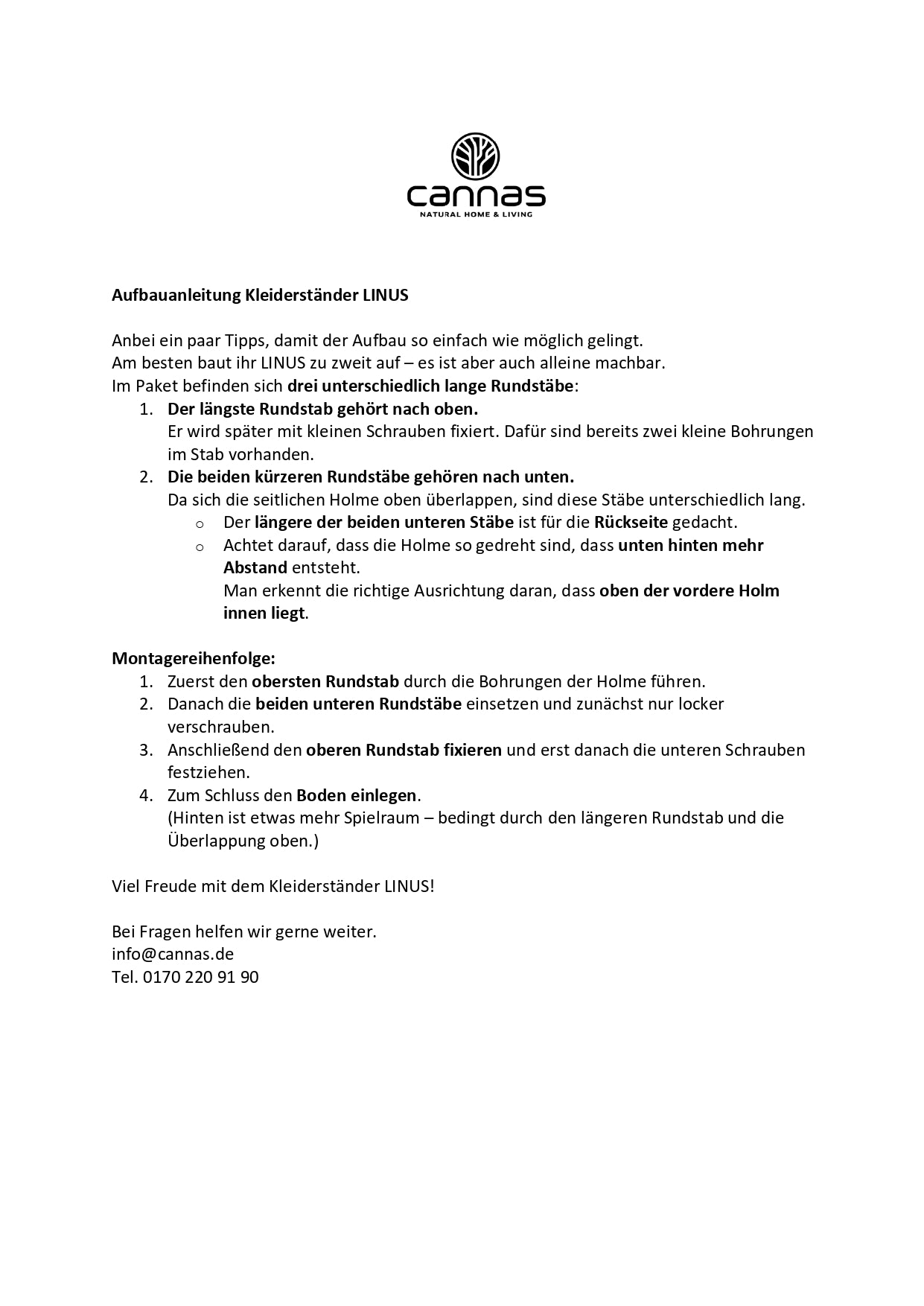 Kleiderständer/ Garderobenständer LINUS aus Eiche