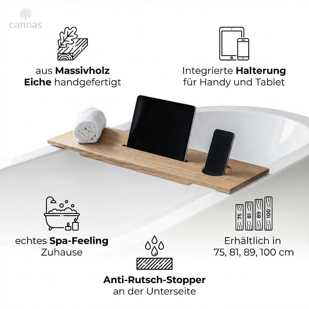 Infografik-Badewannenablage CANA Eiche