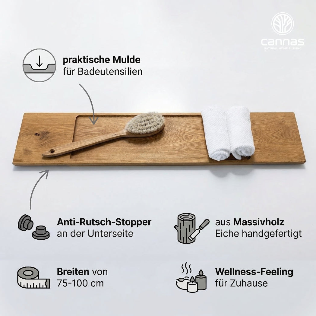 Infografik Badewannenablage EBBA aus Eiche